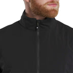 FootJoy HydroLite X Packable Golf Rain Jacket for Men Transfer - Black - Front On Model