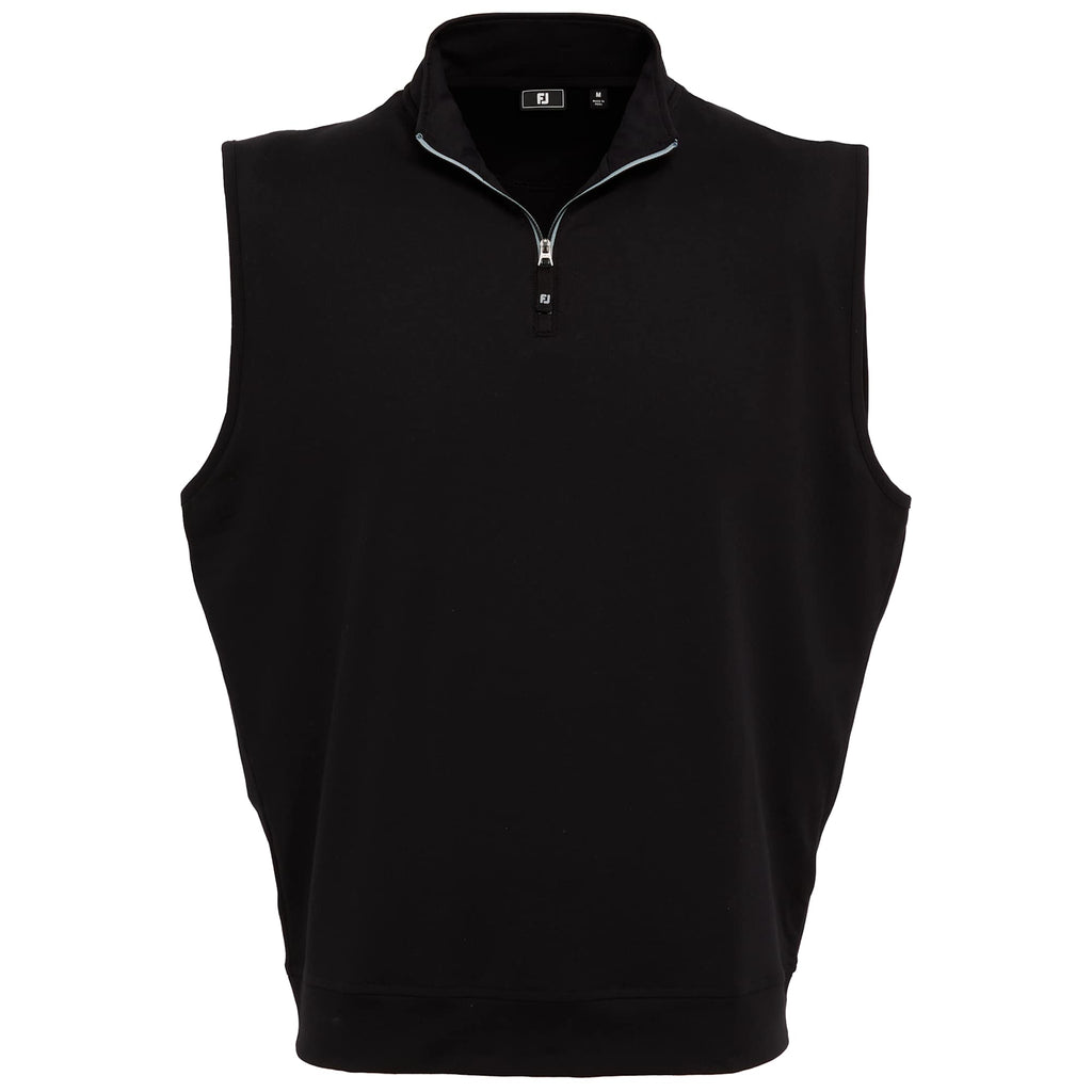 FootJoy Performance Quarter Zip Golf Vest for Men Laser Engraving - Black - Front