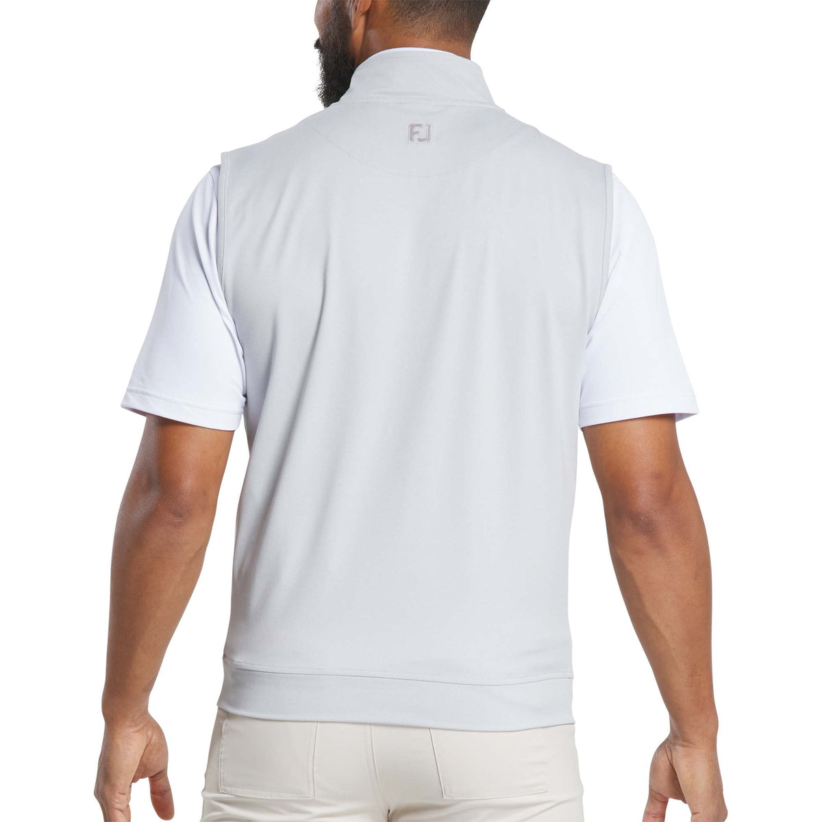 FootJoy Performance Quarter Zip Golf Vest for Men Laser Engraving - Grey - Back On Model