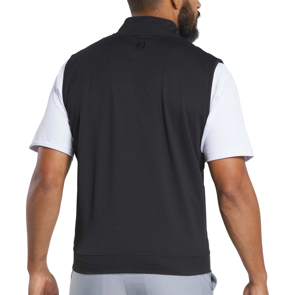 FootJoy Performance Quarter Zip Golf Vest for Men Transfer - Black - Back On Model