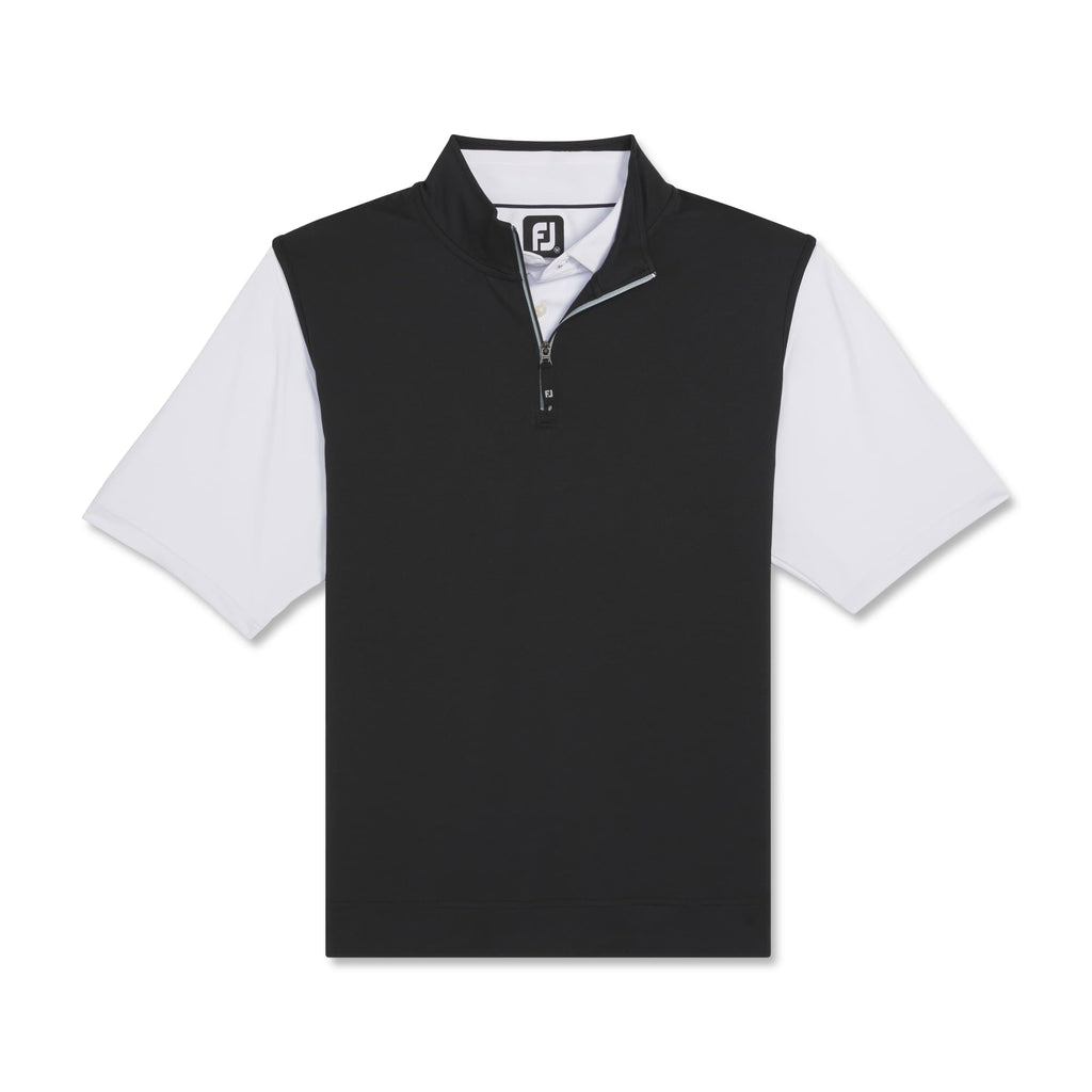 FootJoy Performance Quarter Zip Golf Vest for Men Transfer - Black - Front Flat