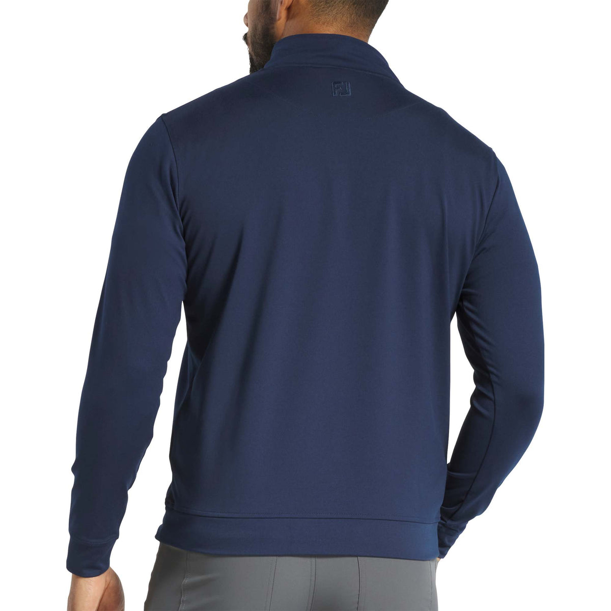 FootJoy Performance Quarter Zip Pullover for Men Embroidery - Navy - Back On Model