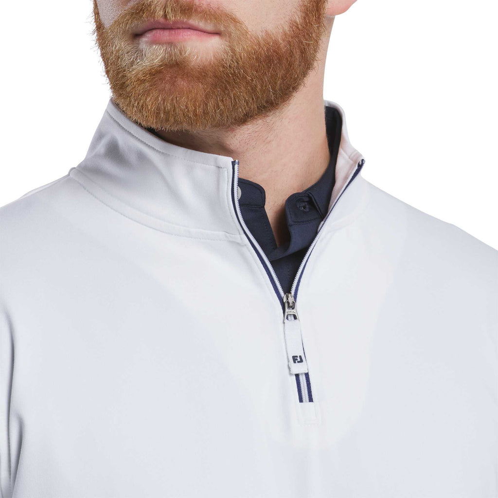 FootJoy Performance Quarter Zip Pullover for Men Transfer - White - Front On Model