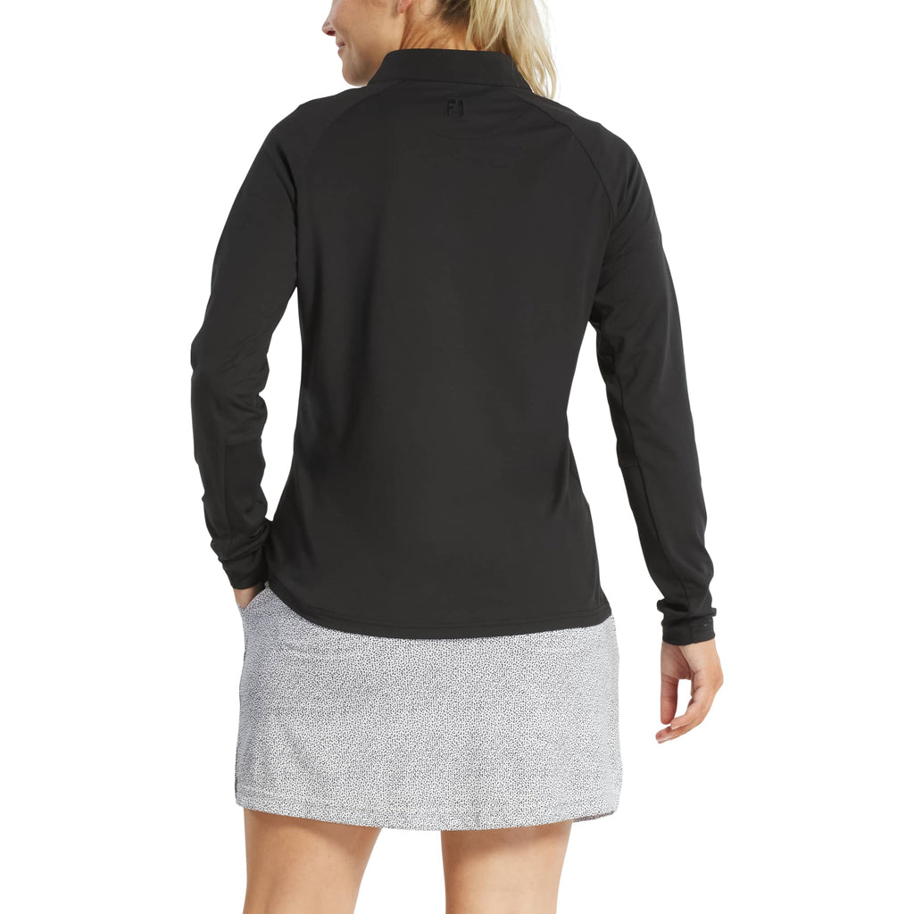 FootJoy Performance Quarter Zip Pullover for Women Transfer - Black - Back Flat