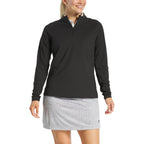 FootJoy Performance Quarter Zip Pullover for Women Transfer - Black - Front On Model 2