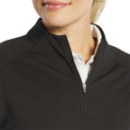 FootJoy Performance Quarter Zip Pullover for Women Transfer - Black - Front On Model