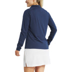 FootJoy Performance Quarter Zip Pullover for Women Transfer - Navy - Back On Model