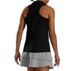 FootJoy Racerback Performance Golf Tank Polo for Women Embroidery - Black - Back On Model 2