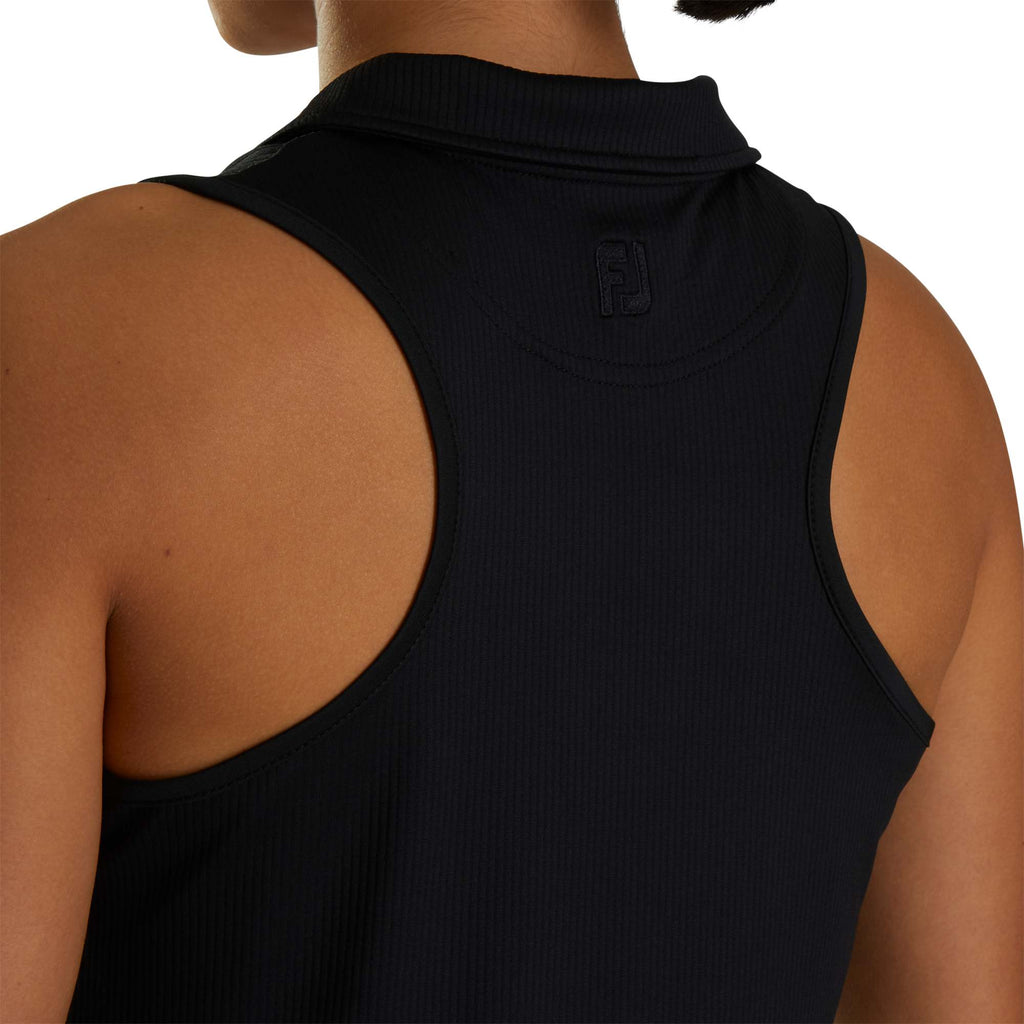 FootJoy Racerback Performance Golf Tank Polo for Women Embroidery - Black - Back On Model