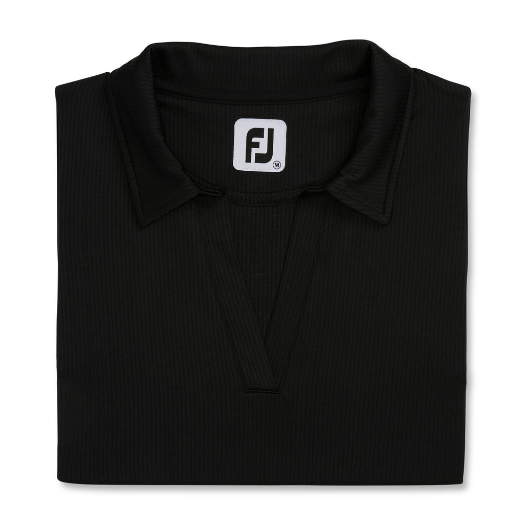 FootJoy Racerback Performance Golf Tank Polo for Women Embroidery - Black - Flat