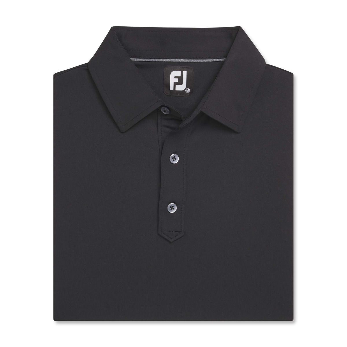 FootJoy Solid Lisle Performance Golf Polo for Men Transfer - Black - Front Flat