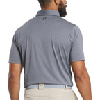 FootJoy Solid Lisle Performance Golf Polo for Men Transfer - Heather Dark Charcoal - Back On Model
