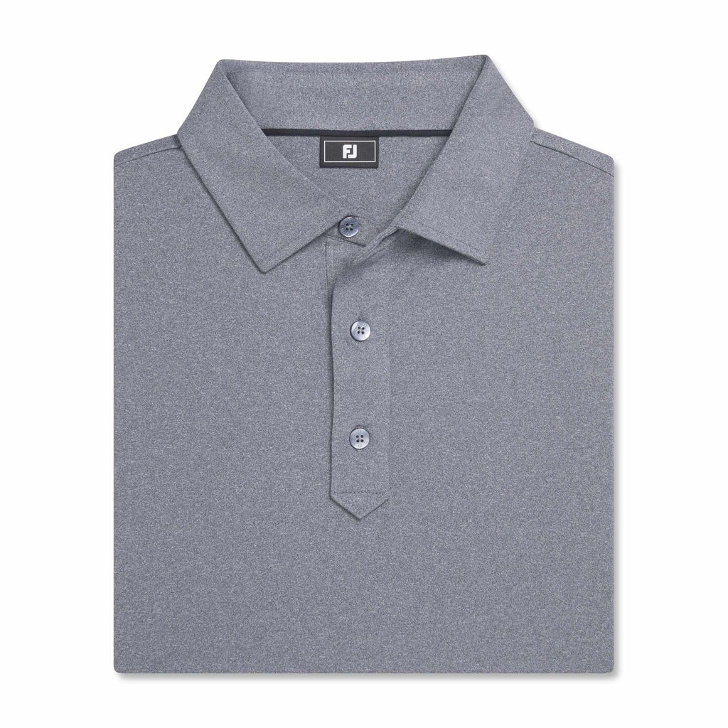 FootJoy Solid Lisle Performance Golf Polo for Men Transfer - Heather Dark Charcoal - Front Flat