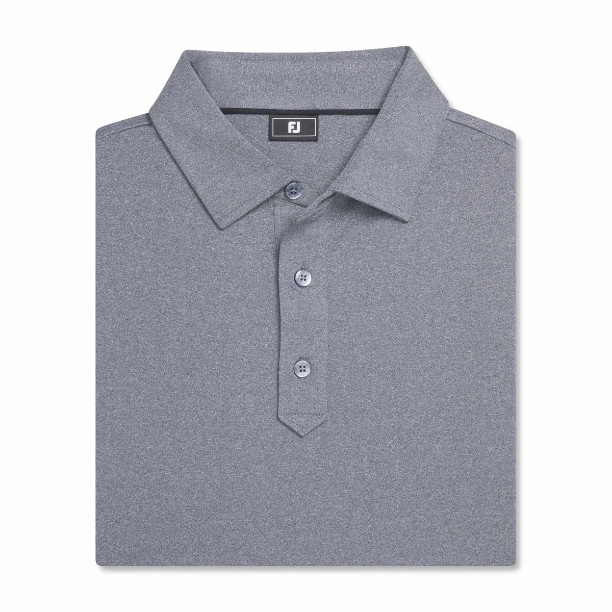FootJoy Solid Lisle Performance Golf Polo for Men Transfer - Heather Dark Charcoal - Front Flat