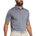 FootJoy Solid Lisle Performance Golf Polo for Men Transfer - Heather Dark Charcoal - Front On Model 2