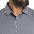 FootJoy Solid Lisle Performance Golf Polo for Men Transfer - Heather Dark Charcoal - Front On Model