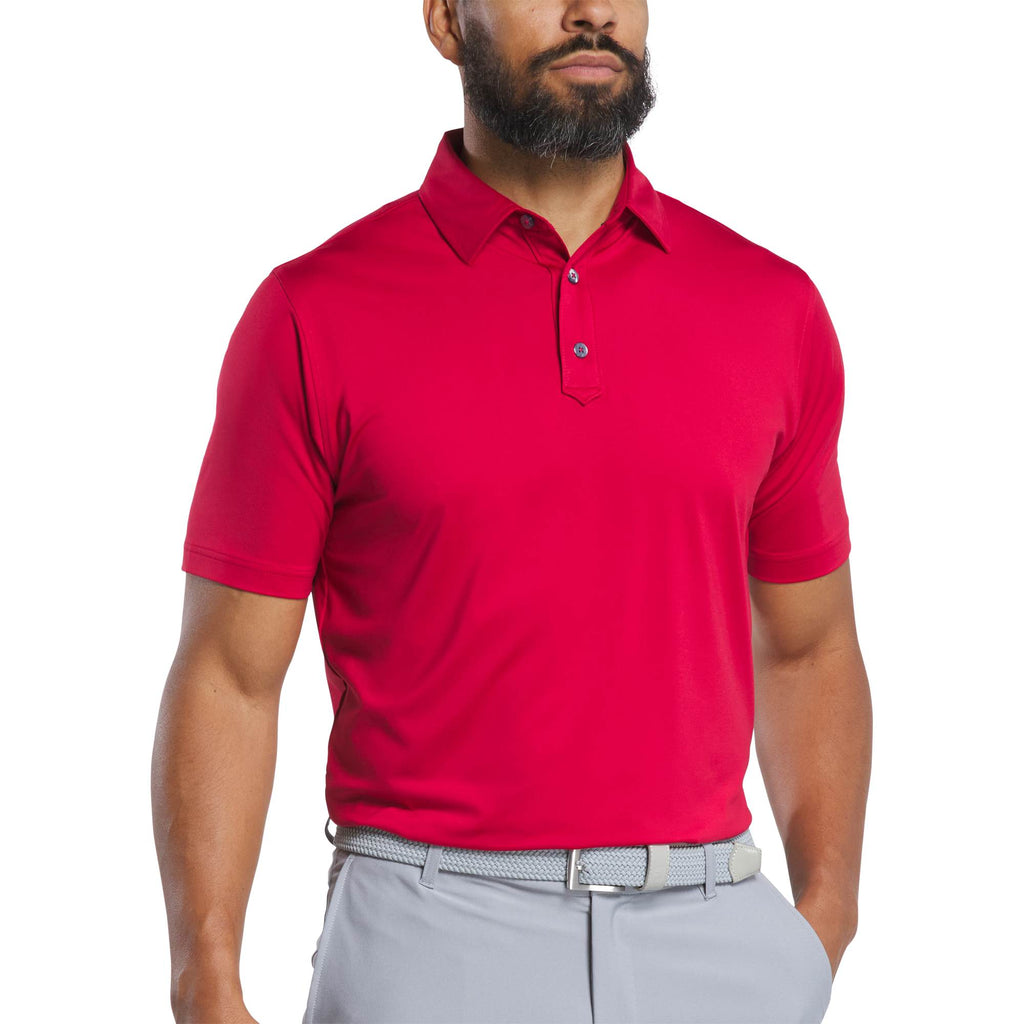 FootJoy Solid Lisle Performance Golf Polo for Men Transfer - Vin Red - Front On Model