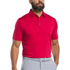 FootJoy Solid Lisle Performance Golf Polo for Men Transfer - Vin Red - Front On Model