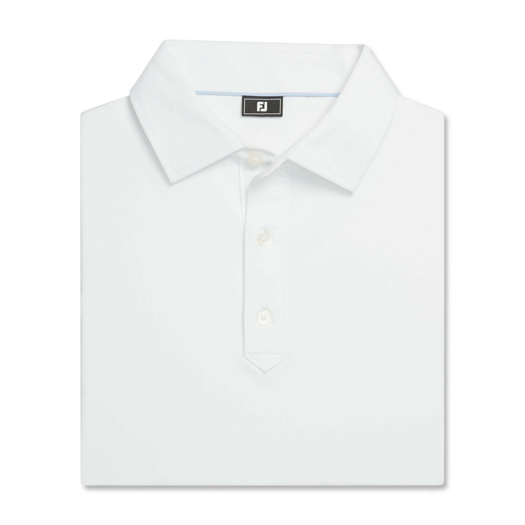 FootJoy Solid Lisle Performance Golf Polo for Men Transfer - White - Front Flat