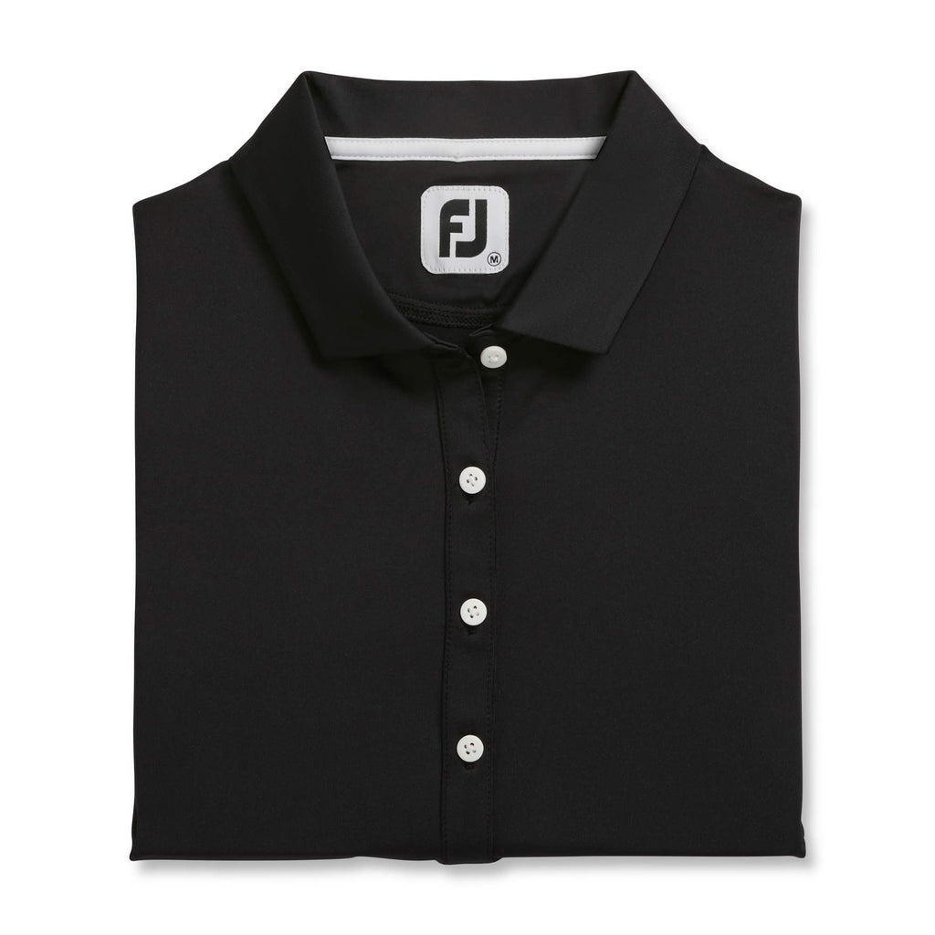 FootJoy Solid Lisle Performance Golf Polo for Women Laser Engraving - Black - Front Flat