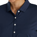 FootJoy Solid Lisle Performance Golf Polo for Women Laser Engraving - Navy - Front On Model