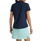 FootJoy Solid Lisle Performance Golf Polo for Women Transfer - Navy - Back On Model