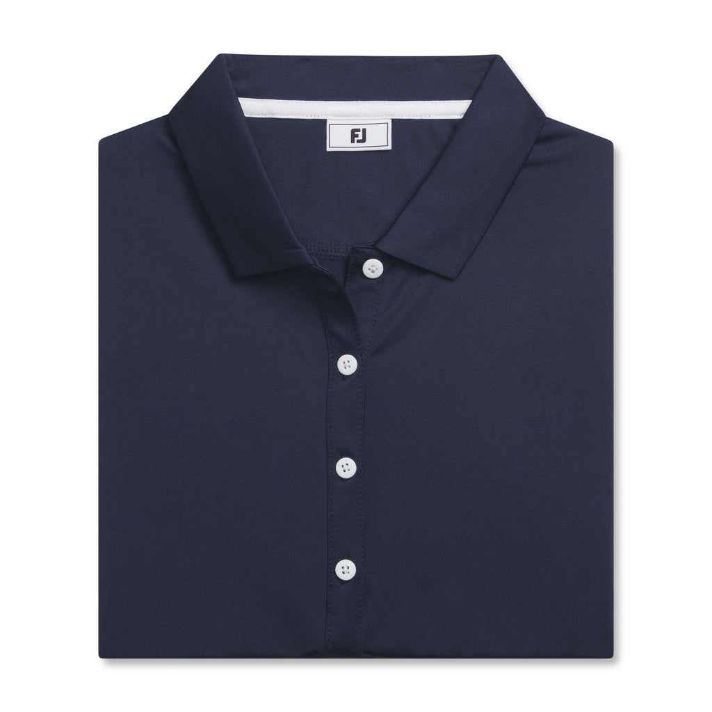 FootJoy Solid Lisle Performance Golf Polo for Women Transfer - Navy - Front Flat