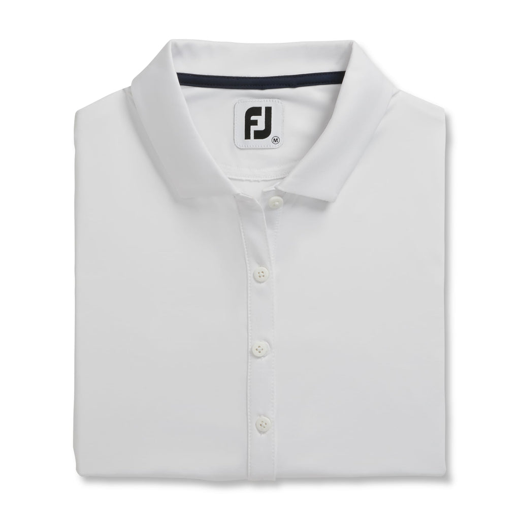 FootJoy Solid Lisle Performance Golf Polo for Women Transfer - White - Front Flat