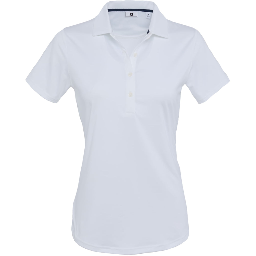 FootJoy Solid Lisle Performance Golf Polo for Women Transfer - White - Front