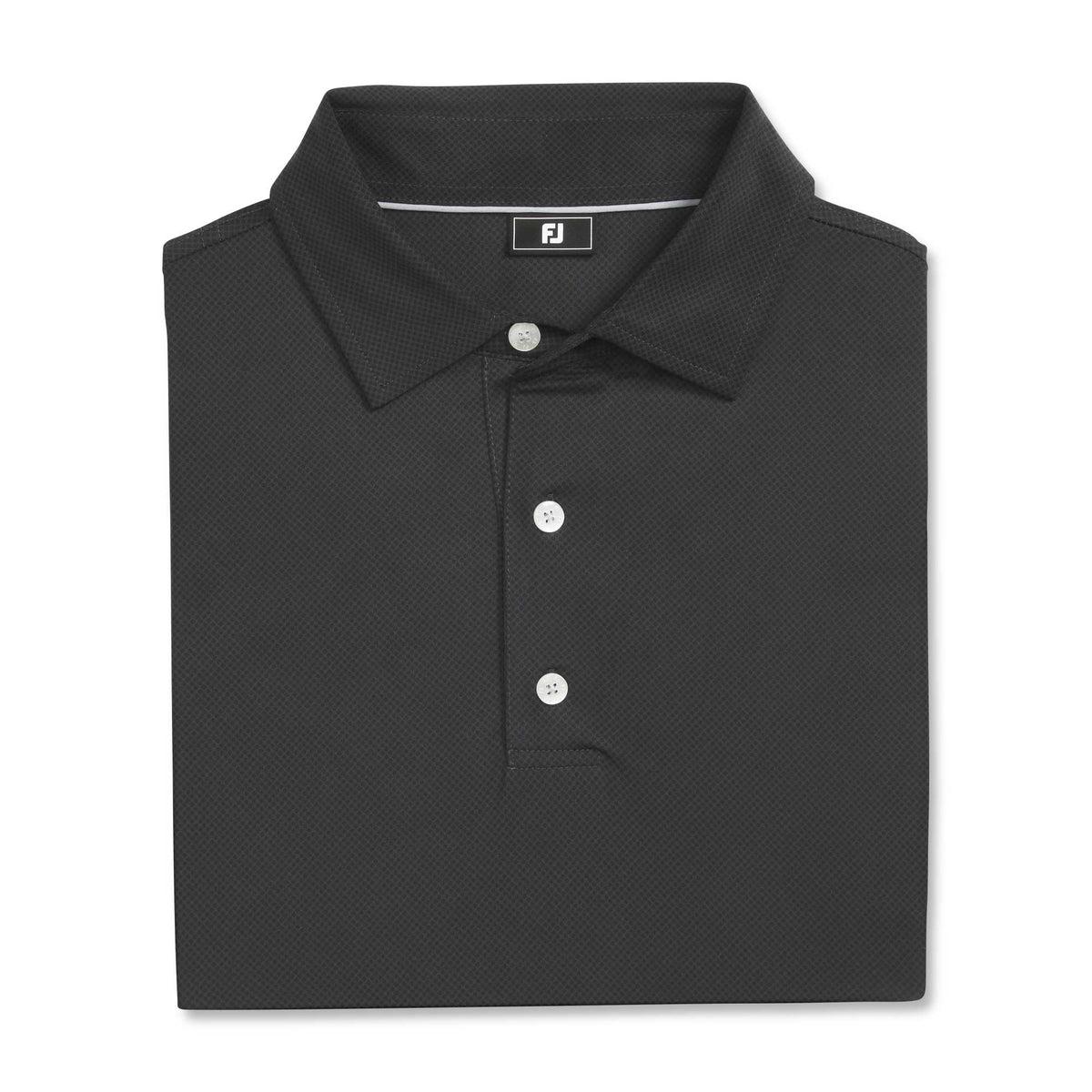 FootJoy Tonal Dot Performance Golf Polo for Men Embroidery - Black - Front Flat
