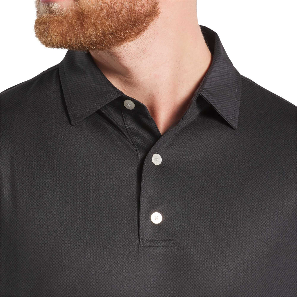 FootJoy Tonal Dot Performance Golf Polo for Men Embroidery - Black - Front On Model