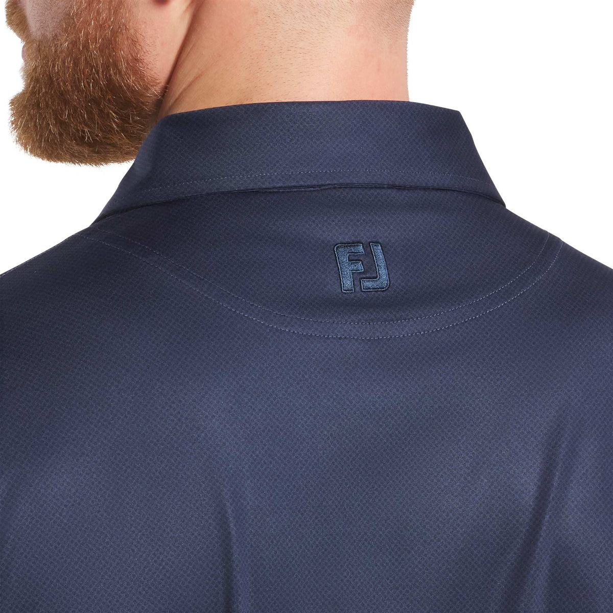 FootJoy Tonal Dot Performance Golf Polo for Men Embroidery - Navy - Back On Model 2