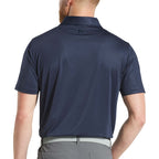 FootJoy Tonal Dot Performance Golf Polo for Men Embroidery - Navy - Back On Model