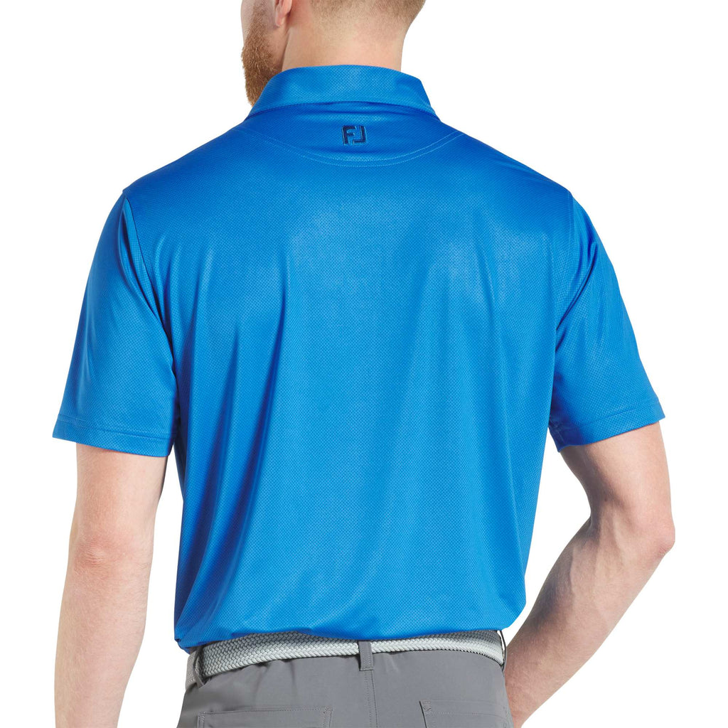 FootJoy Tonal Dot Performance Golf Polo for Men Embroidery - New Royal - Back On Model