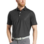 FootJoy Tonal Dot Performance Golf Polo for Men Transfer - Black - Front On Model 2