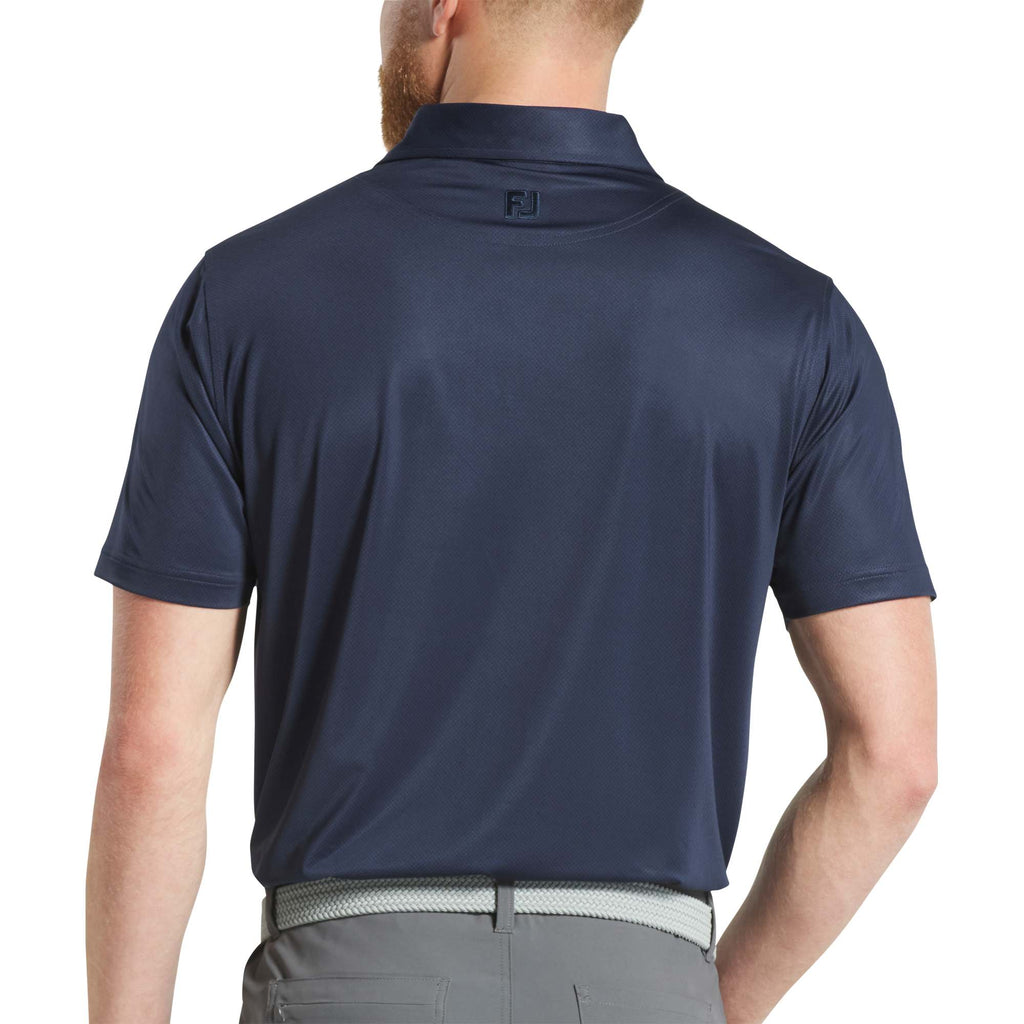 FootJoy Tonal Dot Performance Golf Polo for Men Transfer - Navy - Back On Model