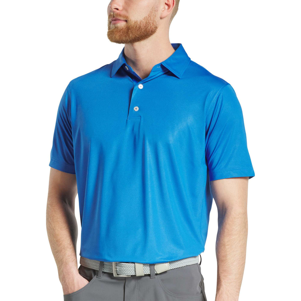 FootJoy Tonal Dot Performance Golf Polo for Men Transfer - New Royal - Front On Model 2