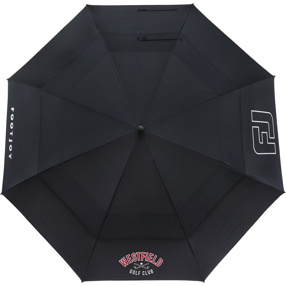 FootJoy Vented Golf Umbrella with Storage Sleeve, 68 Inches Transfer - Black - Front