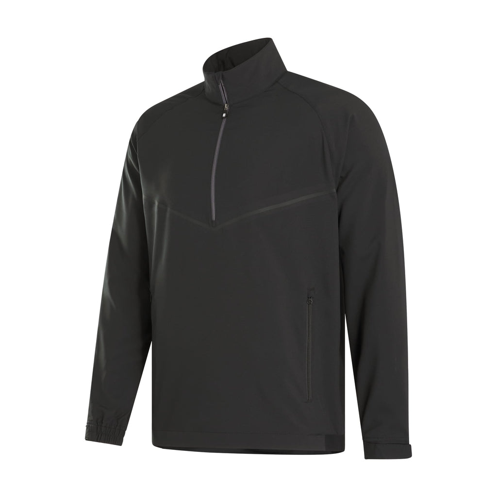 FootJoy Zephyr Half Zip Windshirt for Men Embroidery - Black - Left Angle Flat