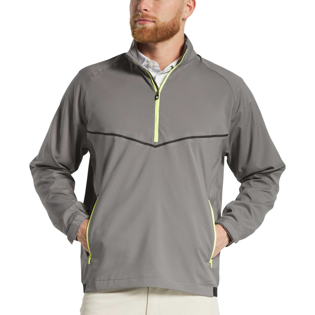 FootJoy Zephyr Half Zip Windshirt for Men Transfer - Charcoal - Front On Model