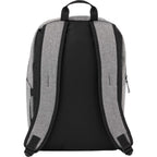 Forrest Heathered Laptop Backpack in Recycled PET, 15 Inch Embroidery - Gray - Back