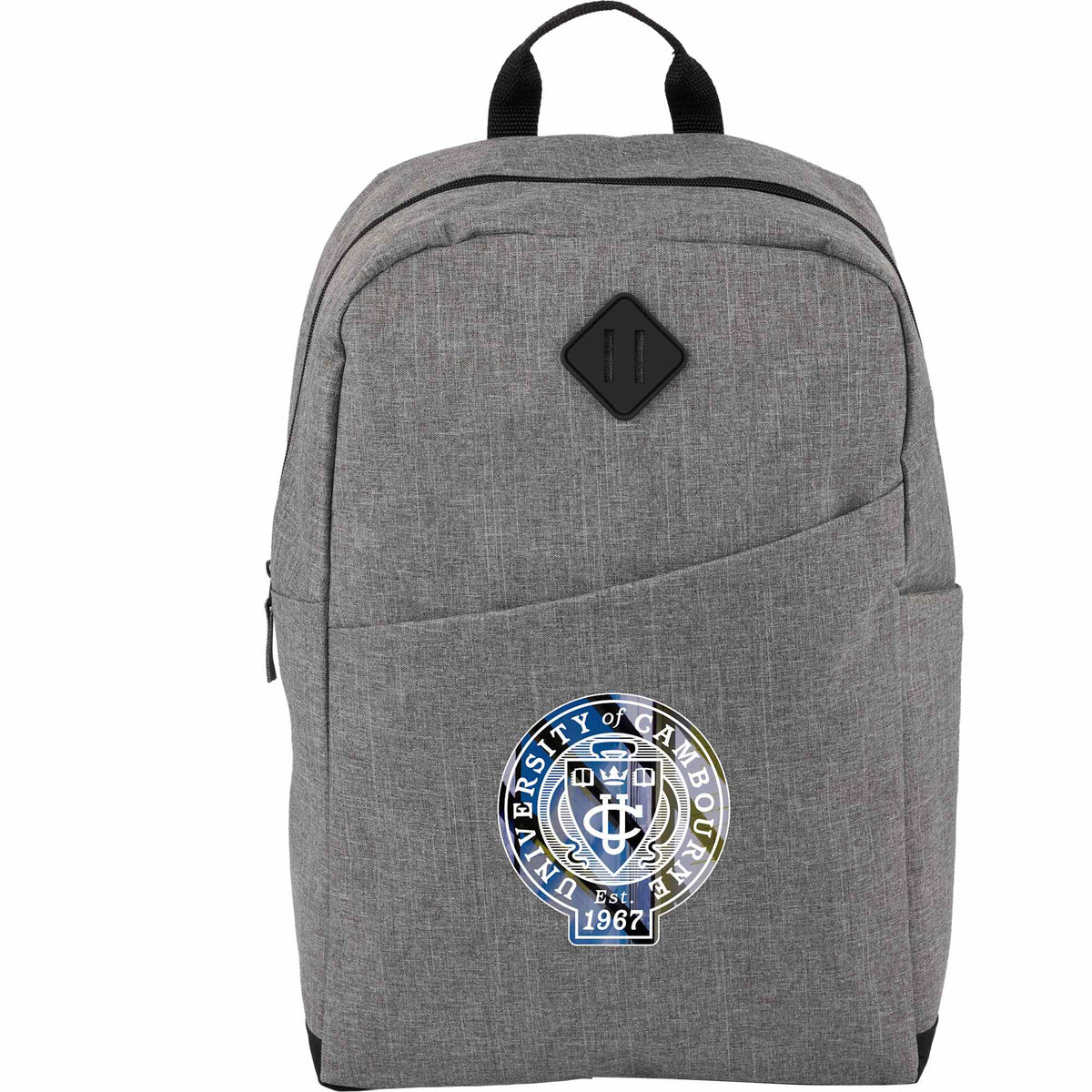 Forrest Heathered Laptop Backpack in Recycled PET, 15 Inch Transfer - Gray - Front
