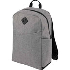 Forrest Heathered Laptop Backpack in Recycled PET, 15 Inch Transfer - Gray - Left Angle