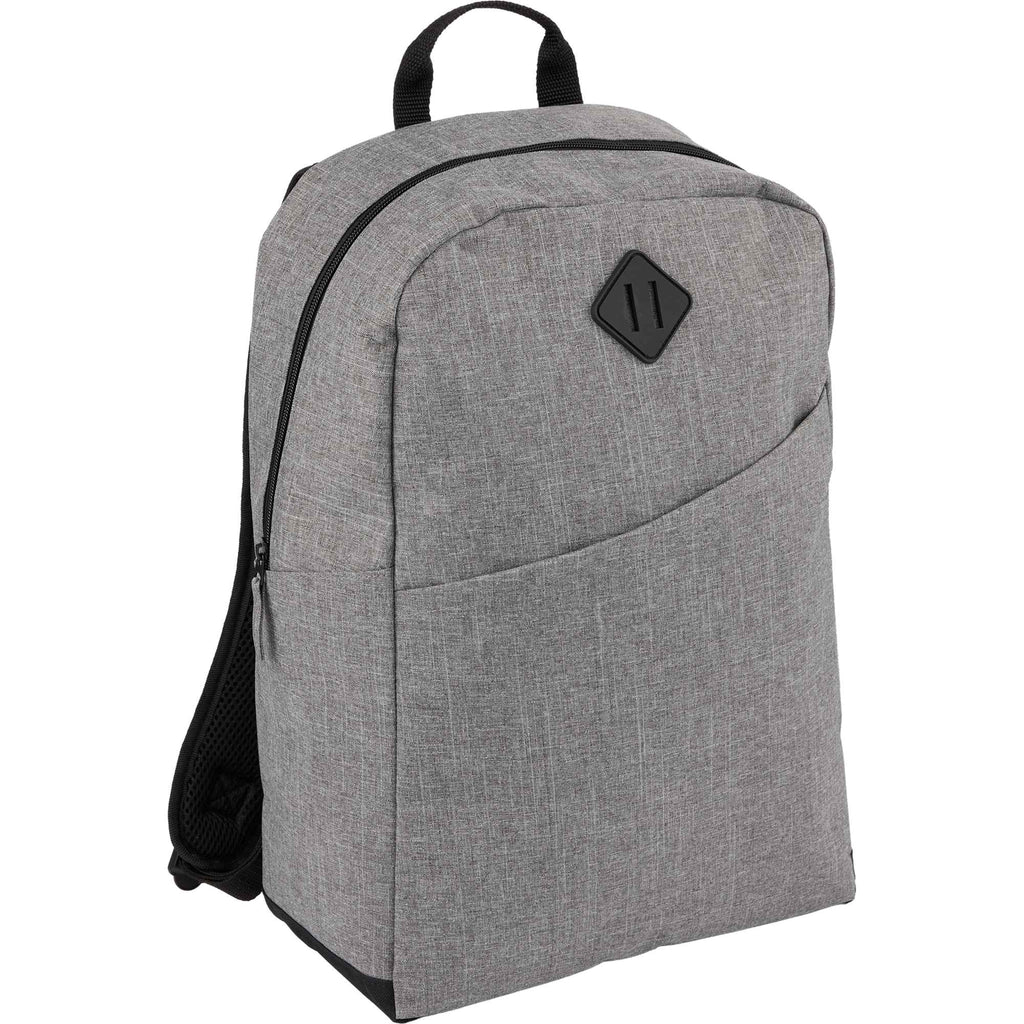 Forrest Heathered Laptop Backpack in Recycled PET, 15 Inch Transfer - Gray - Right Angle