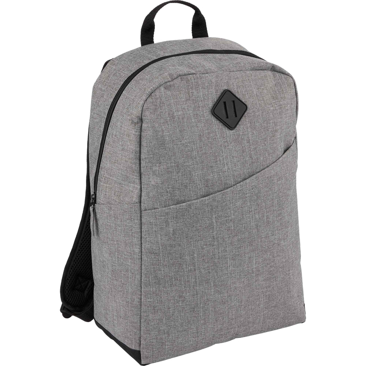 Forrest Heathered Laptop Backpack in Recycled PET, 15 Inch Transfer - Gray - Right Angle