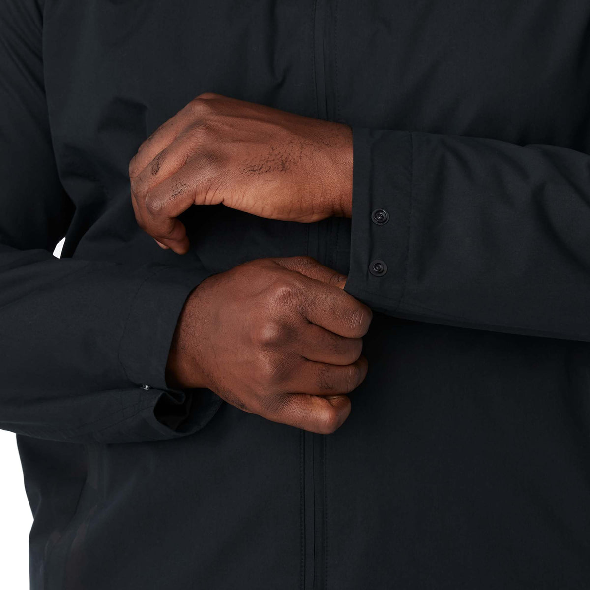 Foster Recycled Polyester Jacket for Men Transfer - Black - Detail On Model 2
