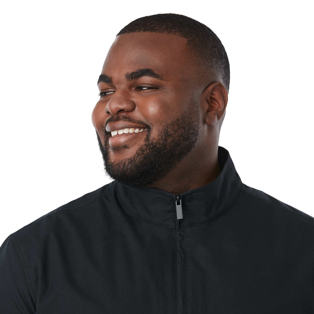 Foster Recycled Polyester Jacket for Men Transfer - Black - Detail On Model 3