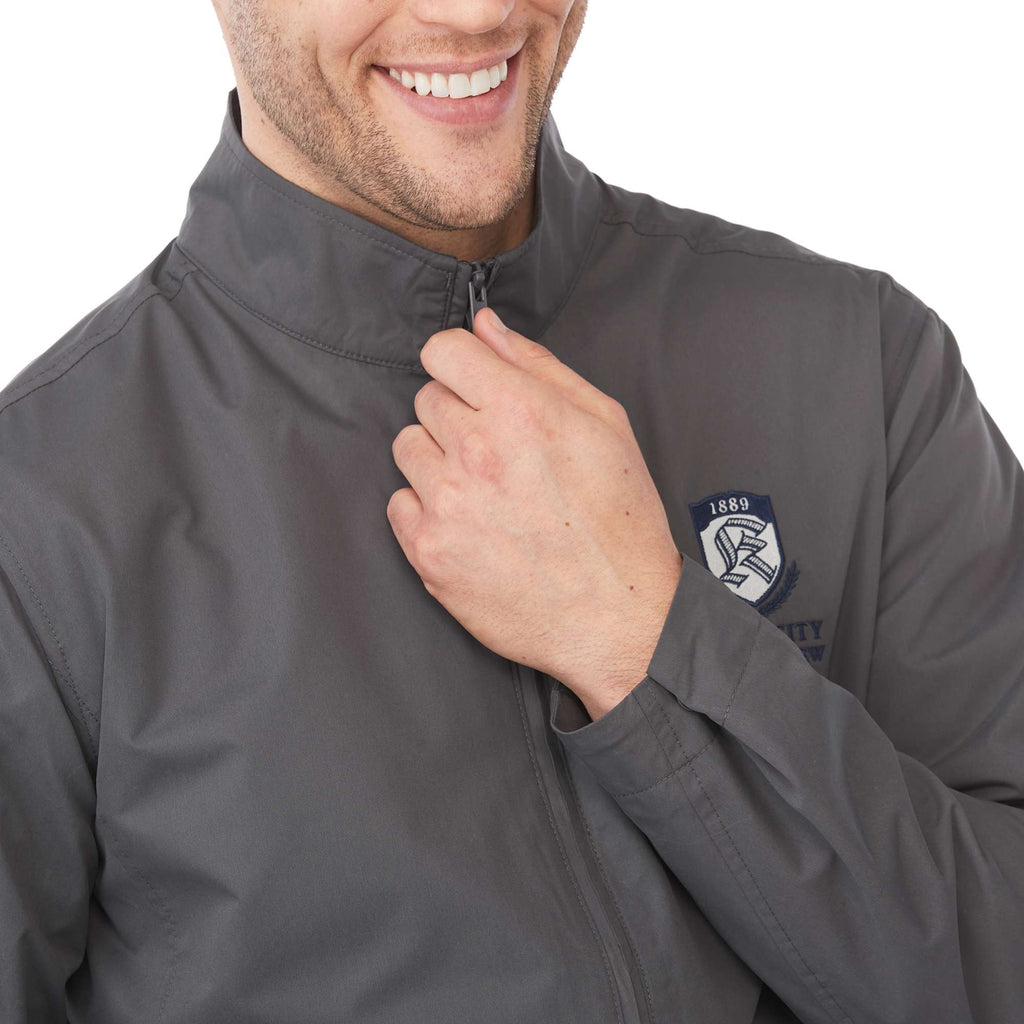 Foster Recycled Polyester Jacket for Men Transfer - Grey Storm - Detail On Model