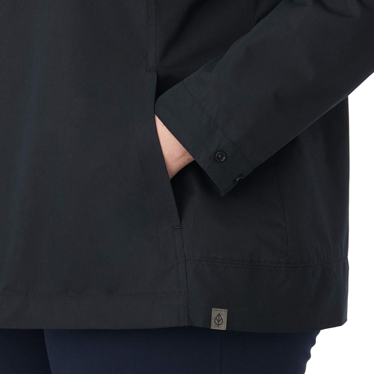 Foster Recycled Polyester Jacket for Women Debossing - Black - Detail On Model 2