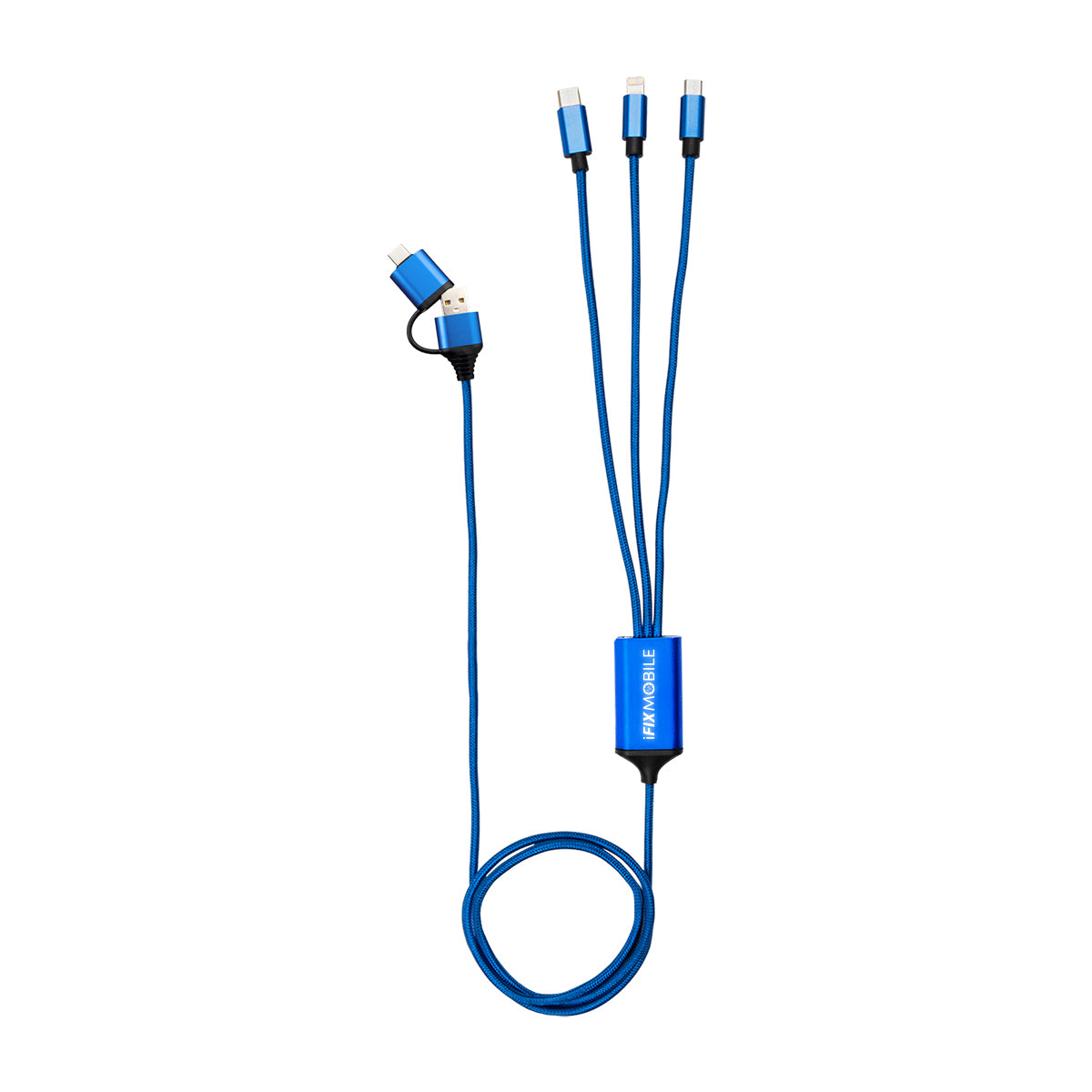 Four-Way Charging Cable, 3 Foot - Blue - Laser